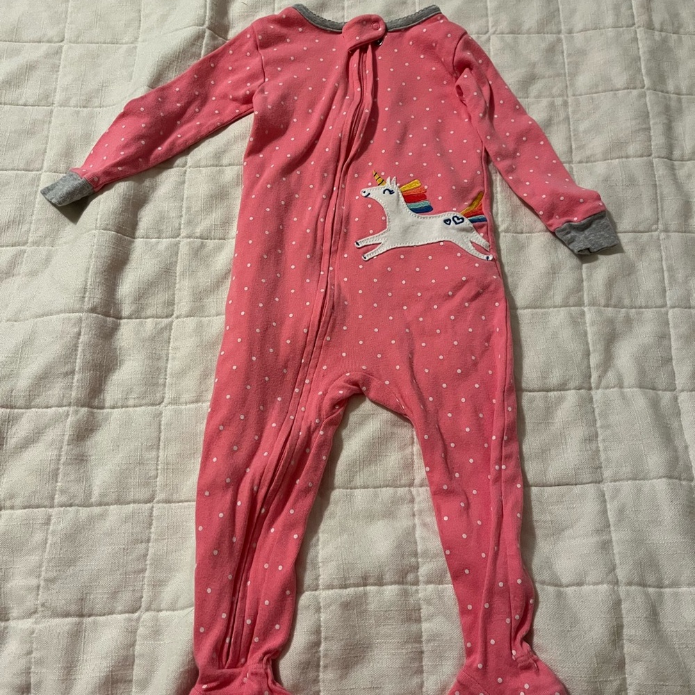Carter's Pink Polka Dot Unicorn Footed One-Piece